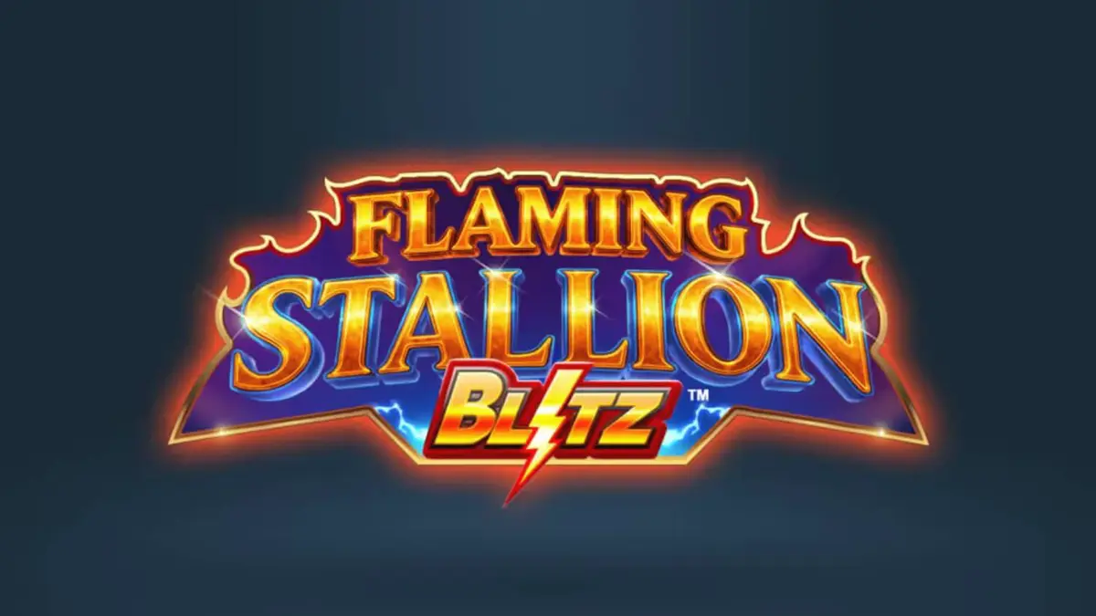 Tampilan visual slot Flaming Stallion Blitz dengan latar gurun dan simbol kuda api