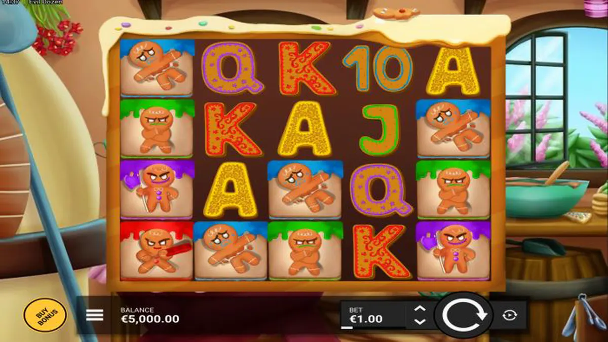 Tampilan visual slot Evil Dozen dengan tema rumah kue jahe dan elemen misterius